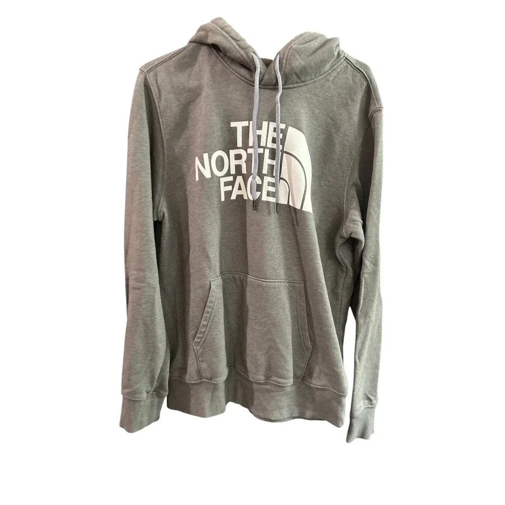 The North Face Mens Half Dome Logo Pullover Hoodie Grey Heather Sweatshirt L